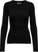 Jacqueline de Yong Trui Jdyplum L/s O-neck Button Pullover Knt 15247472 Black Dames Maat - XS