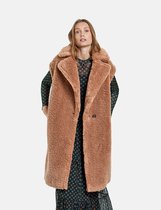 TAIFUN Dames Lang teddy vest Tannin Brown-36