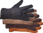 Warme met wol gevoerde leren handschoenen Fellhof Premium, cognac, maat 7.5
