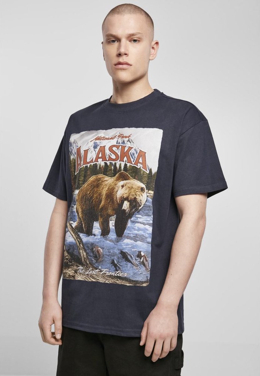 Mister Tee Alaska Vintage Oversize Heren T-shirt M Blauw