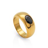 Schitterende 14K Gold Plated Onyx Zegelring 18,25 mm.