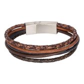 iXXXi brace gevlochten leren armband bruin - br229004 - Maat 21