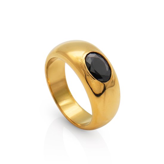 Schitterende Gold Plated Onyx Zegelring mm.