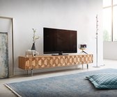 Tv-meubel Fevo acacia natuur 200 cm 4 deuren L-poot lowboard