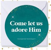 Kerstkaart rond 'Come let us adore Him' - 10 stuks - met enveloppen - kerstkaarten