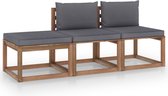 Decoways - 3-delige Loungeset pallet met kussens geïmpregneerd grenenhout