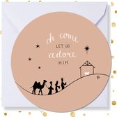 Kerstkaart rond ‘Oh Come let us adore Him’ - 10 stuks -met enveloppen - kerstkaarten
