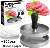 TDR-Hamburgerpers-Hamburger maker-Antiaanbaklaag-BBQ-Kookgerei (+ 100 gratis waxpapiertjes )