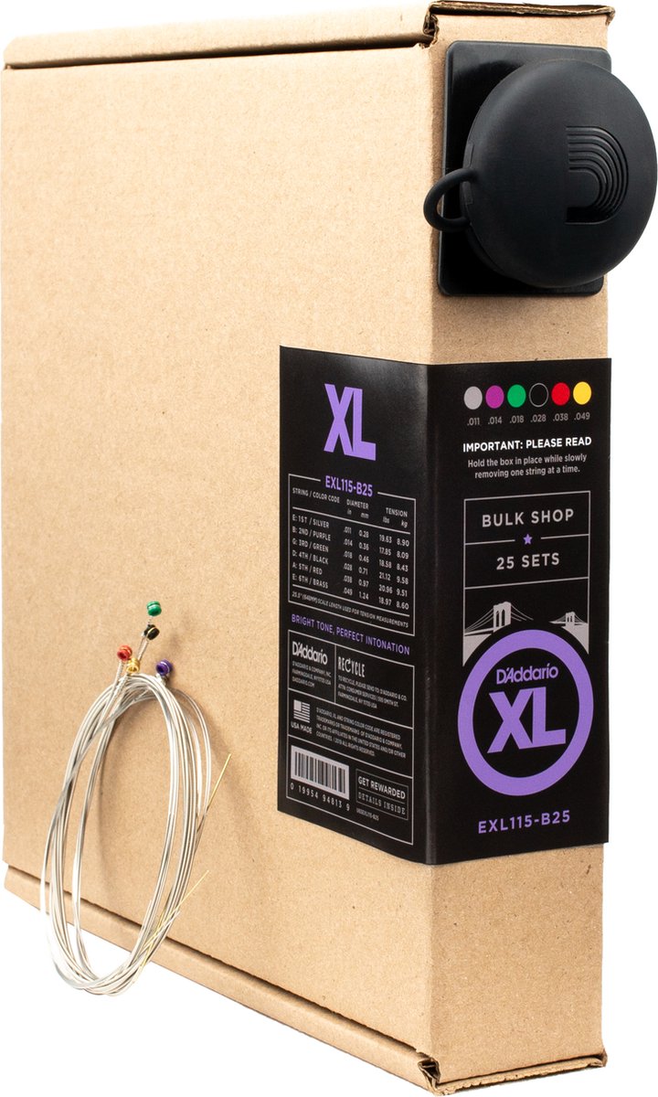 D'Addario EXL115-B25 Bulk Shop Elektrische Gitaarsnaren (11-49) 25 Sets, Medium
