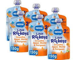 Nestlé Little Rockets Knijpfruit Appel Wortel Pompoen - Peutervoeding Tussendoortjes 2+ - 6 stuks x 150g