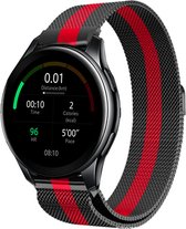 Milanees Smartwatch bandje - Geschikt voor  OnePlus Watch Milanese band - zwart/rood - Strap-it Horlogeband / Polsband / Armband