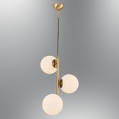 SK lighting 4075-3A - Modern Hanglamp met opaalglas - 3 x 40W E14 - Ø:34 x H:120 cm - Goud/Wit/Zwart