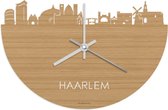 Skyline Klok Haarlem Bamboe hout - Ø 40 cm - Woondecoratie - Wand decoratie woonkamer - WoodWideCities