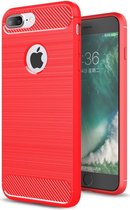 Mobiq - Hybrid Carbon TPU iPhone 8 Plus/7 Plus Hoesje - rood
