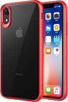 Mobiq Clear Hybrid Case iPhone XR | Clear back iPhone hoesje met Frosted Clear Achterkant en TPU | Apple iPhone XR 6.1 inch case | Backcover hoes - Zwart | Transparant,Rood
