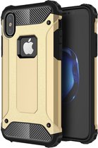 Mobiq Rugged Armor Case iPhone XS | iPhone X | Stevige back cover | TPU en Polycarbonaat | Stoer ontwerp | Schokbestendig hoesje Apple iPhone X/Xs (5.8 inch) - Goud | Goud