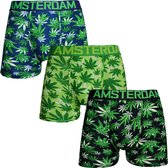 3 PACK Boxershort Heren | Katoen | Maat M | Amsterdam | Wiet Cannabis | Ondergoed Heren | Onderbroeken Heren |
