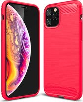 Mobiq - Hybrid Carbon Hoesje iPhone 11 Pro Max - rood