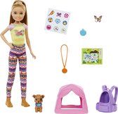 Barbie Kamperen Kampeerset Stacie met hond - Pop