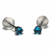 Aramat jewels ® - Zirkonia zweerknopjes rond 3mm oorbellen zee blauw chirurgisch staal