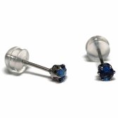 Aramat jewels ® - Zirkonia zweerknopjes rond 3mm oorbellen saffier blauw chirurgisch staal