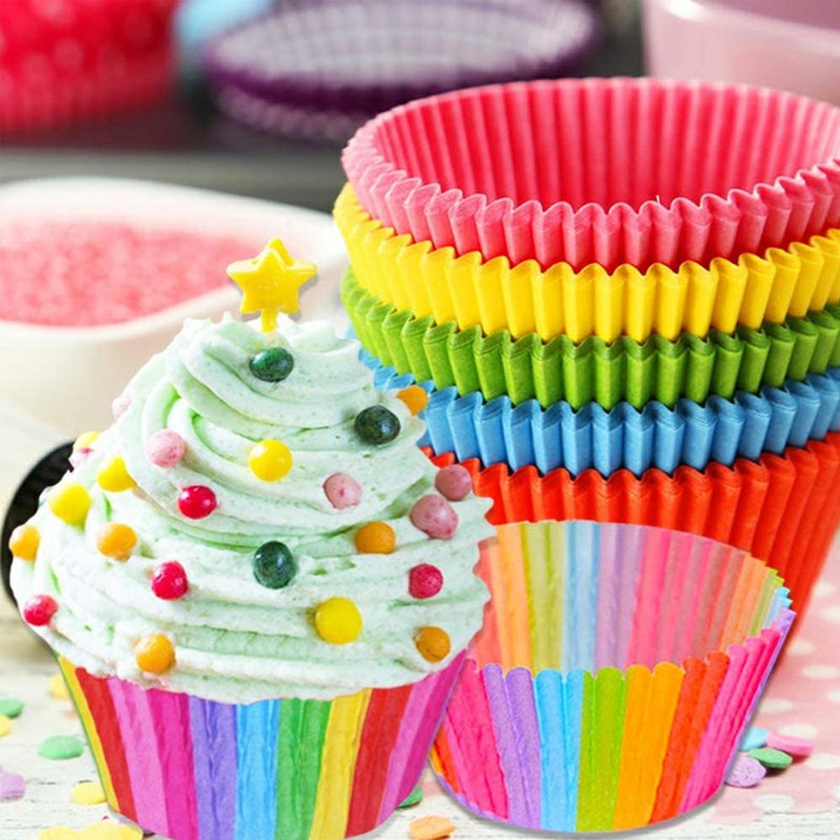 Caisses à muffins joyeux noël 100, moules à Cupcake en papier