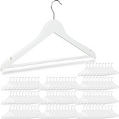 Relaxdays kledinghangers hout - set van 100 - broeklat - kleerhangers wit - draaibaar