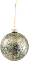 J-Line Kerstbal Antiek Glas Kaki Groen Medium Set van 4 Stuks