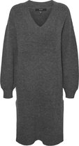 Vero Moda Jurk Vmkatiequeen L/s V-neck Dress Ga 10253183 Dark Grey Melange Dames Maat - M