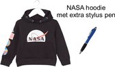 Nasa Hoodie met Capuchon - NASA Sweater met kap - Kleur Zwart. Maat 164 cm / 14 jaar + EXTRA 1 Stylus pen.