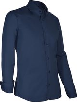 Giovanni Capraro Overhemd | heren overhemd | effen blauw | stretch  | S