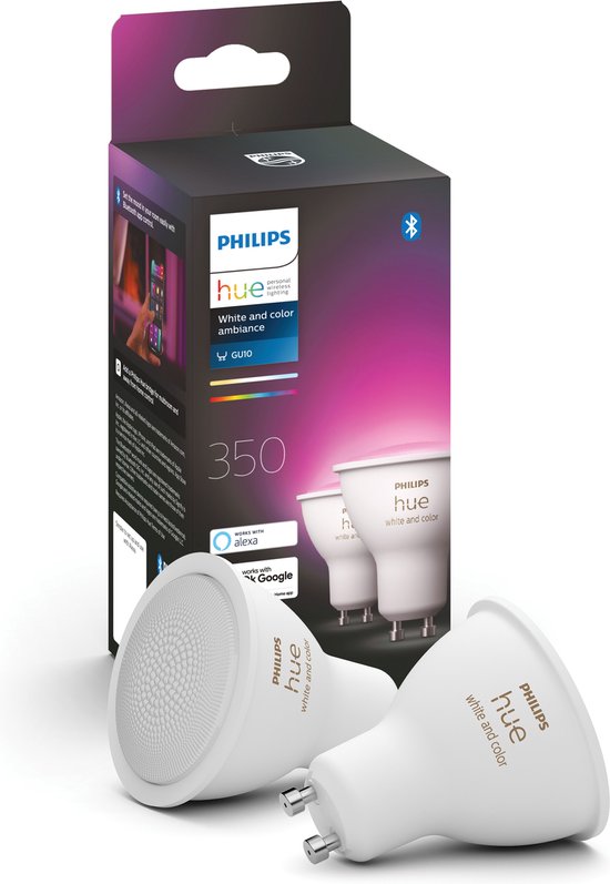 Philips Hue Slimme Lichtbron GU10 Spot Duopack - wit en gekleurd licht -  5,7W -... | bol.com