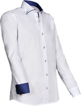Giovanni Capraro Overhemd | heren overhemd | navy contrastbies | Wit | XXL