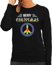 Merry Christmas peace foute Kersttrui - zwart - dames - Kerstsweaters / Kerst outfit L