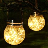 Dailyiled - 30 Led - Solar lamp - Sfeerverlichting - Hanglamp - Tuinverlichting - Dag en nacht sensor - Glas - Warm wit - decoratie - voor buiten