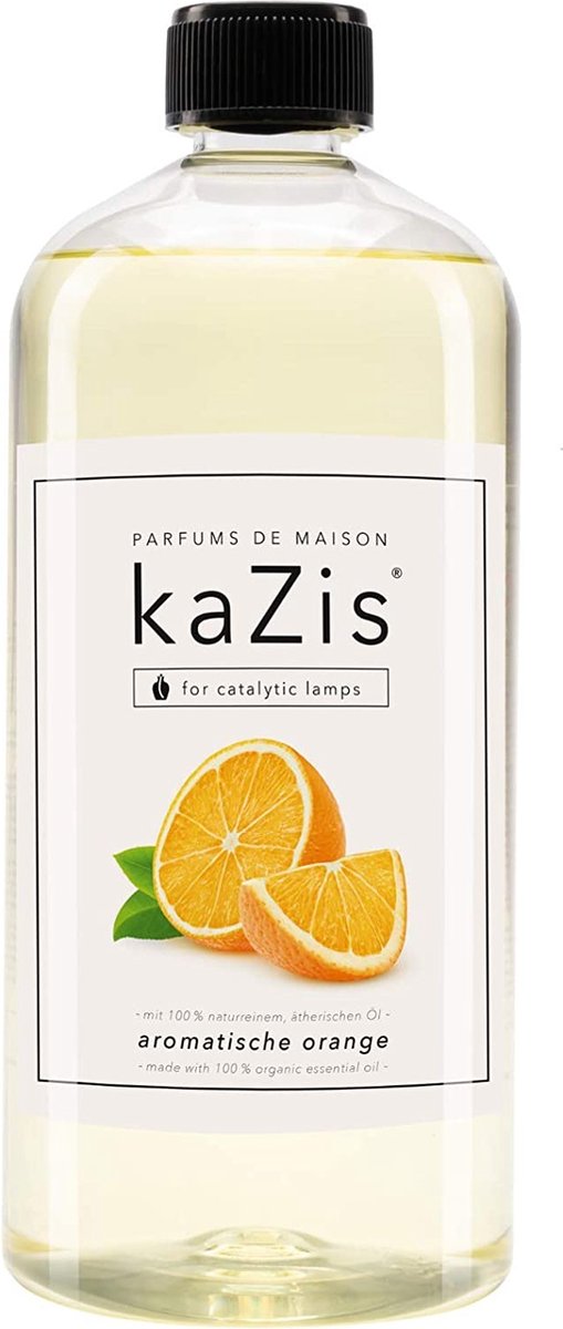 KAZIS® Aromatisch Orange - Geurige sinaasappel - 1000ml huisparfum navulling geschikt voor Lampe Berger, LampAir, Ashleigh & Burwood