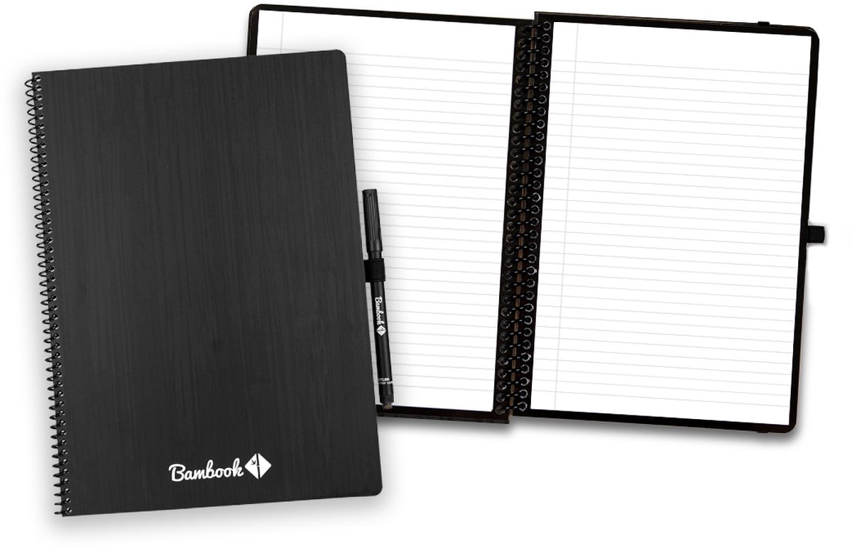 Bambook Classic uitwisbaar notitieboek - Softcover - A4 - Gelinieerd - Duurzaam, herbruikbaar whiteboard schrift - Met 1 gratis stift