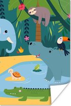 Poster Fleurs - Animaux - Jungle - Enfants - 120x180 cm XXL