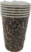 Feestbekertjes panterprint - Geel / Zwart - Karton - 250 ml - 6 Stuks