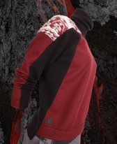 YELIZ YAKAR - Luxe Dames Coltrui “Garnet”  - zwart en rood kleuren mix  - wol / katoen mix - maat S/36 - designer kleding