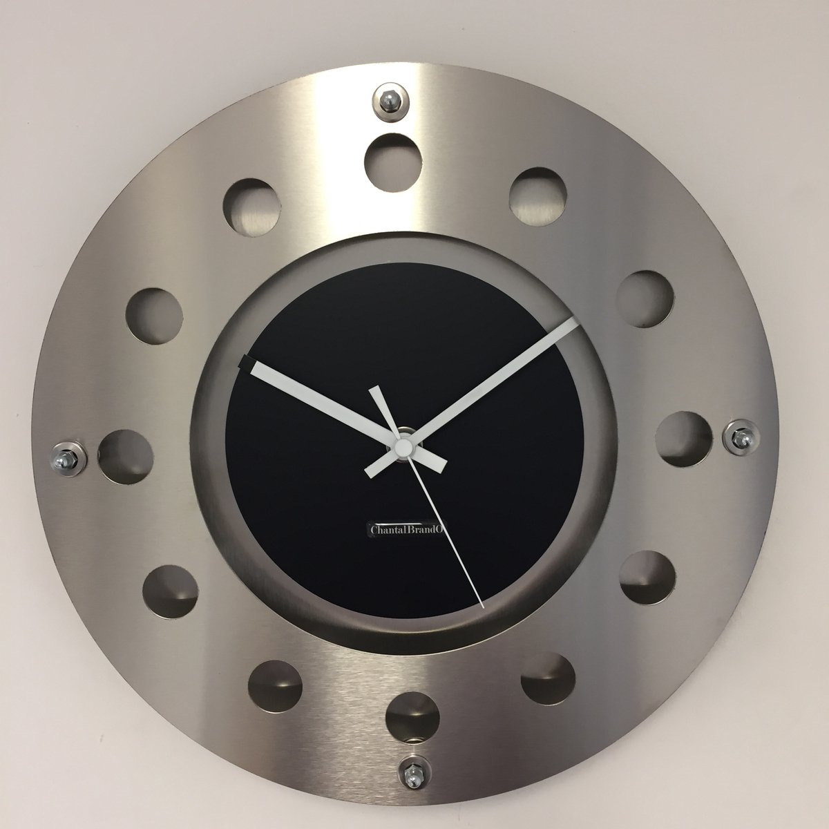 WANDKLOK MECANICA SMALLER INNER CIRCLE BLACK WHITE WHITE MODERN DUTCH DESIGN HANDGEMAAKT 40 cm