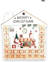 H&L luxe houten adventskalender met LED verlichting - kerst - kerstman - kerstcadeau