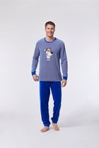 Woody pyjama jongens/heren - blauw-wit gestreept - ijsbeer - 212-1-PLC-V/912 - maat L