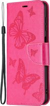 Samsung Galaxy M32 Hoesje - Mobigear - Butterfly Serie - Kunstlederen Bookcase - Rood - Hoesje Geschikt Voor Samsung Galaxy M32