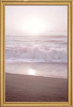JUNIQE - Poster met houten lijst Sunset Halfmoon Bay -40x60 /Roze
