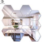 Recalma Hexagon Plakspiegels - Woonkamer decoratie - Wandspiegel - Spiegels - 12 stuks - 184 x 160 x 92 mm