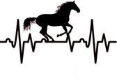 Auto / raam sticker paard met hartslag Kleur Zwart