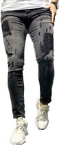 Jeans heren denim met scheuren - donkergrijs - skinny fit & stretch - 2500 - maat 34 - Black Friday - kerst - kerstmis