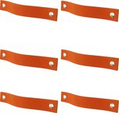 6x Leren handgrepen 'platte greep' XS - SUEDE BRICK (12,6 x 2,5 cm) - incl. 3 kleuren schroefjes (handgreepjes - leren grepen - greepjes - leren lusjes)
