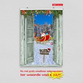 D&C Collection - kerst poster - 60x80 cm - doorkijk - open groene deuren Merry Christmas met Santa Claus en pakjes slee - winter poster - kerst decoratie